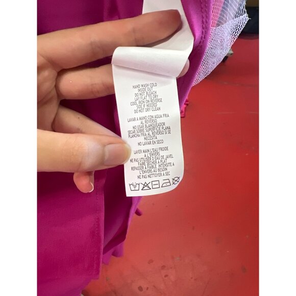 Jump Apparel Pink Dress Fuchsia Satin Gown With Lace-Up Back Sleeveless Ruffle D - Picture 12 of 12